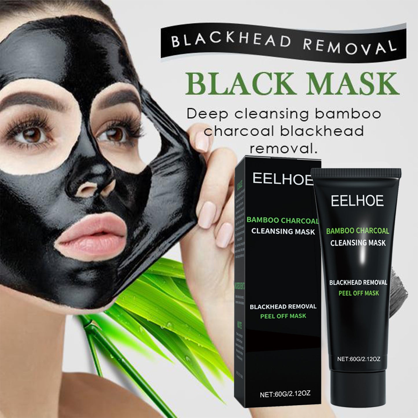 Bamboo Charcoal Blackhead Removal Peel-Off Mask For Deep Pore Cleansing And T-Zone Oil Control